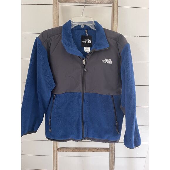 THE NORTH FACE Boys XL 18/20 Denali Fleece Full Zip Jacket Grey Blue - Picture 1 of 8